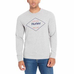 Hurley Men’s Long Sleeve Diamond Graphic Tee Crew Neck Gray Large, 3XL NWT
